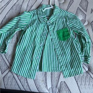 Green Striped Kids Shirt